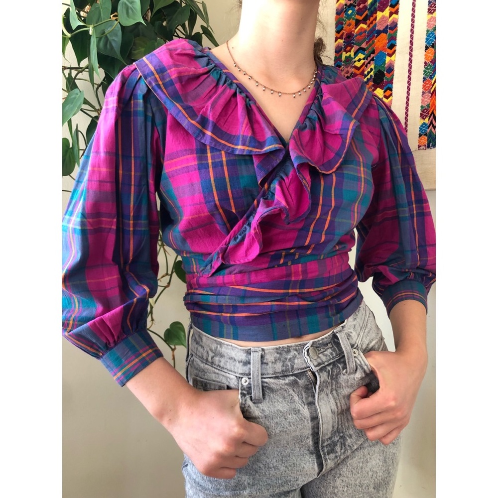 Vintage Ruffle Wrap Blouse